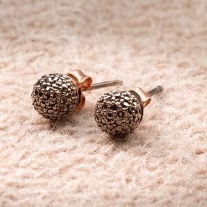 Sterling Silver Marcasite Pave Dome Stud Earrings – 925 Signed